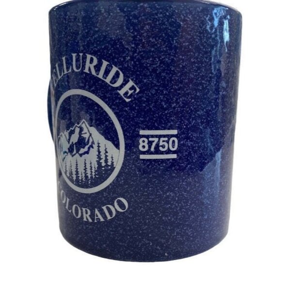Telluride Colorado Speckled Ceramic Mug 8750 Elevation Blue 12 Oz Campfire Style - Picture 2 of 5